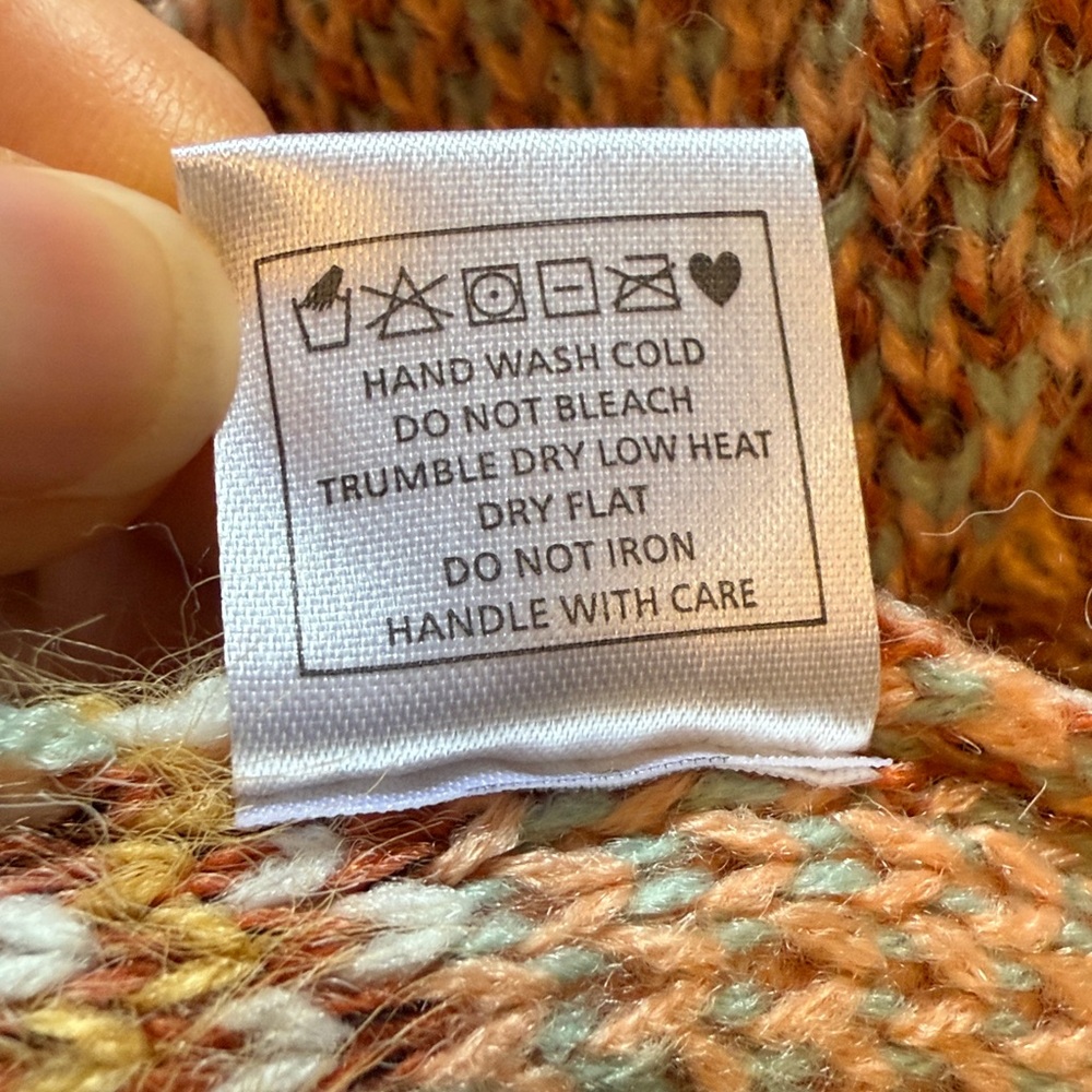 Aztec Pattern Boho Orange Blue White Fringed Open… - image 8